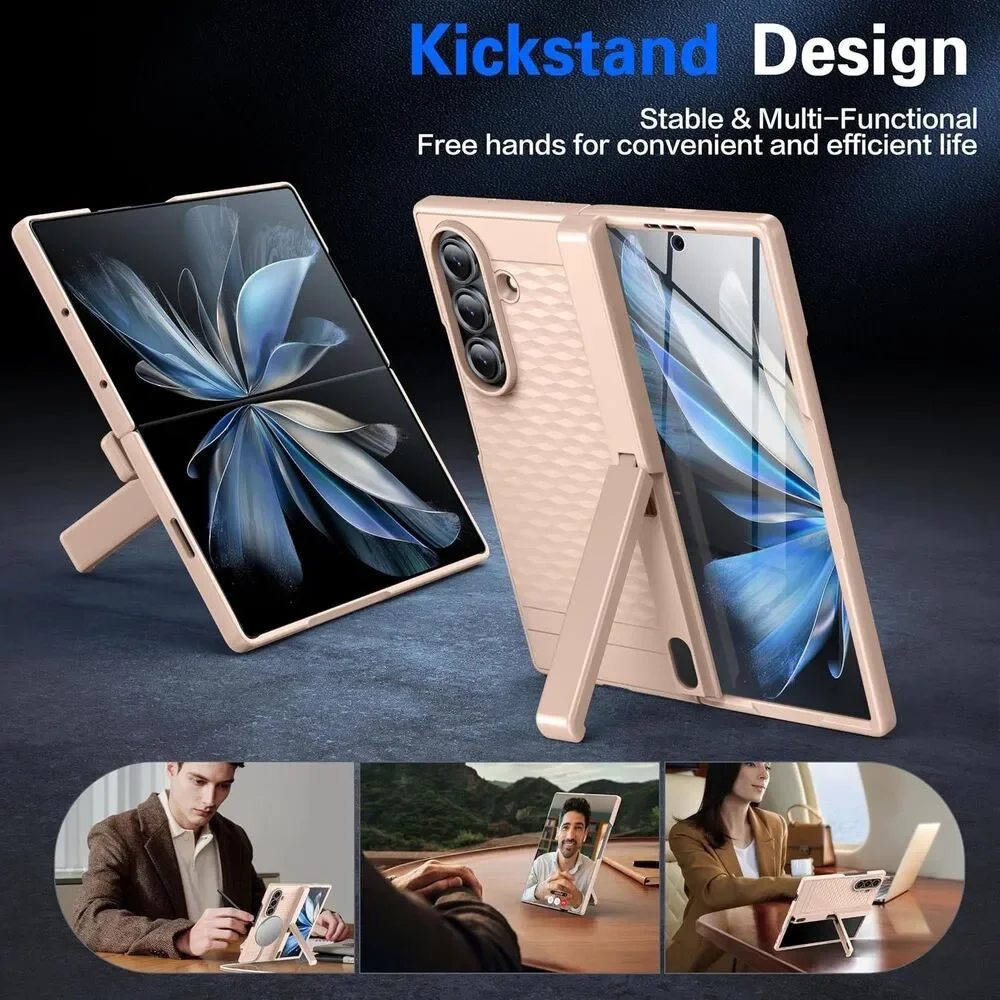 Samsung Galaxy Z Fold 7 MagSafe Case Screen Protector Hinge Kickstand Gold